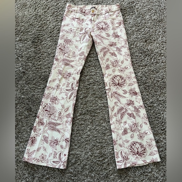 Isabel Marant White Floral Bootcut Cotton Pants Womens Size 40 FR/8 US - Picture 3 of 16